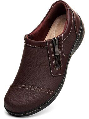 Women's Leather Loafers Cute Slip On Dress Shoes Shoes Walking Flats Coffee